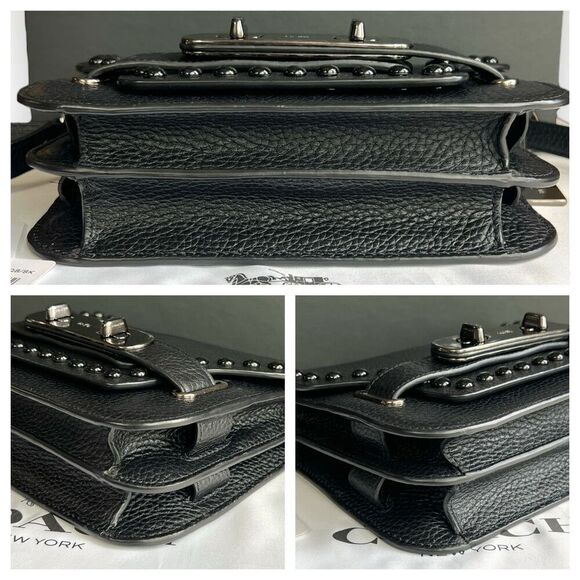 🖤🩶Coach Swagger Saddle / Shoulder Bag Black w/ Rivets & Gunmetal Hardware $400 - Picture 9 of 17